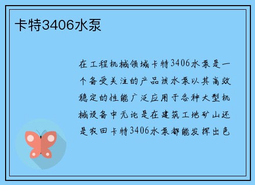 卡特3406水泵